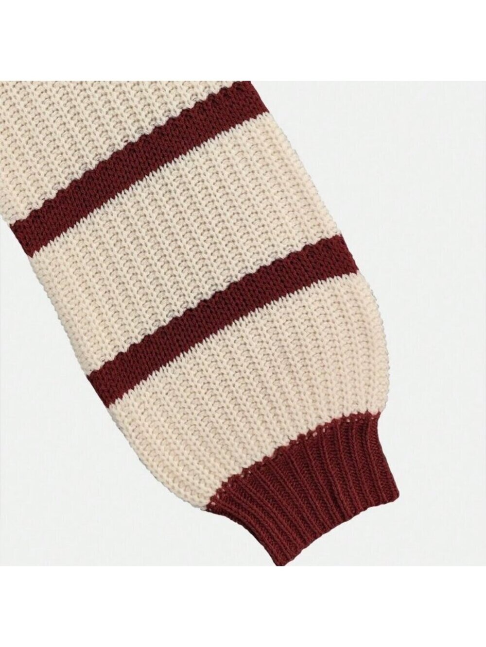 Red And White Casual Colorblock Women's Striped Loose Pullover Sweater - Picture 10 of 11